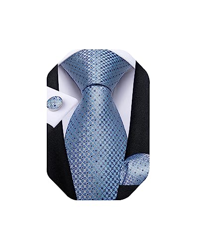 Extra Long Tie for Men Silk 63 inches XL Necktie and Pocket Suqare Cufflinks Set Mens Big and Tall Tie Wedding Party