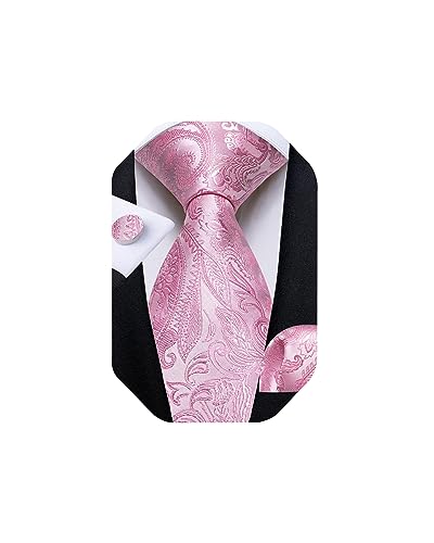 Extra Long Tie for Men Silk 63 inches XL Necktie and Pocket Suqare Cufflinks Set Mens Big and Tall Tie Wedding Party