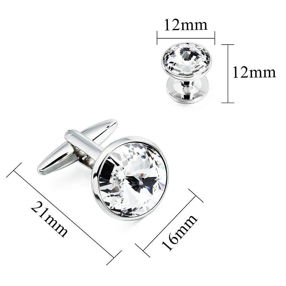 Cufflinks for Men with 4/6 pcs Shirt Studs Set, Gift Box Packed