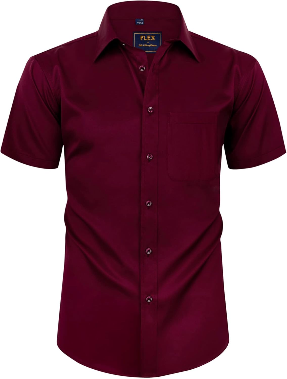 Alimens & Gentle Mens Short Sleeve Dress Shirts Wrinkle Free Solid Casual Button Down Shirts with Pocket
