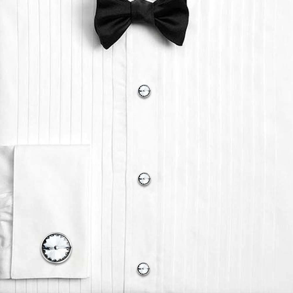 Cufflinks for Men with 4/6 pcs Shirt Studs Set, Gift Box Packed