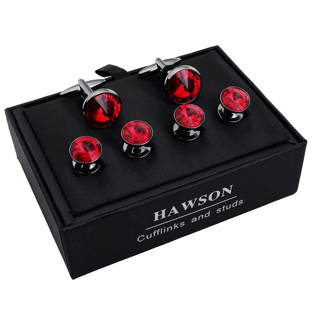 Cufflinks for Men with 4/6 pcs Shirt Studs Set, Gift Box Packed