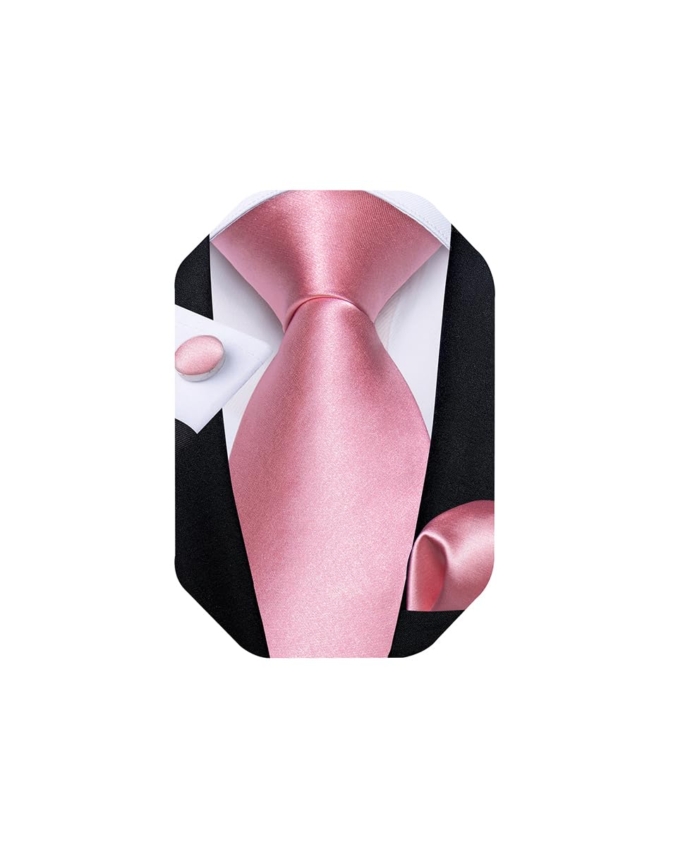 Mens Tie Set Silk Solid Paisley Necktie and Pocket Square Cufflinks Classic Formal Ties for Men Wedding Party