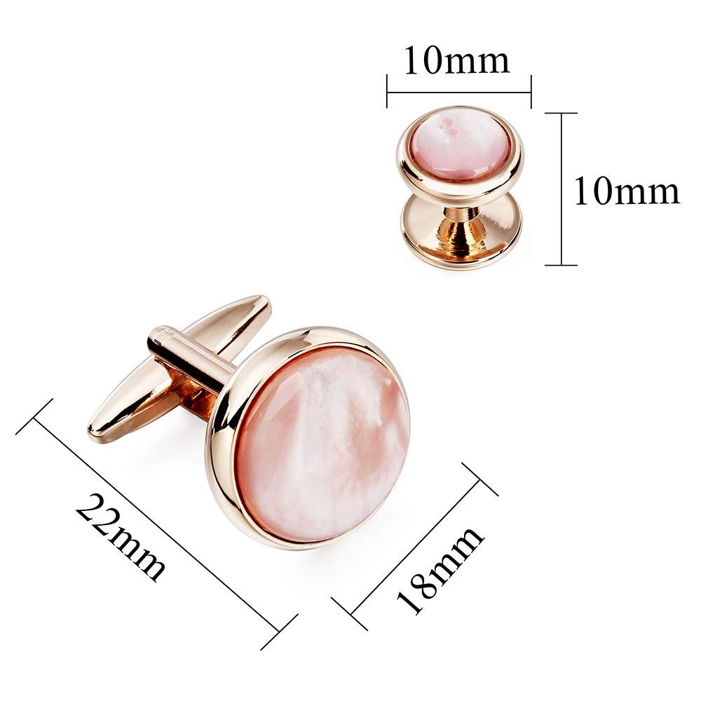 Cufflinks and Tuxedo Studs Set for Men with Gift Box, Mother-of-Pearl Cuff links for French Cuff Shirt and Dress Shirt, Suitable for Wedding, Birthday, Party