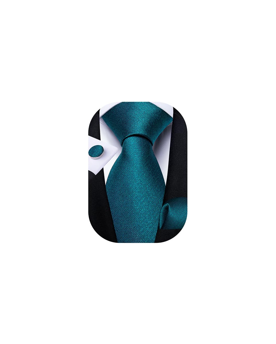 Mens Tie Set Silk Solid Paisley Necktie and Pocket Square Cufflinks Classic Formal Ties for Men Wedding Party
