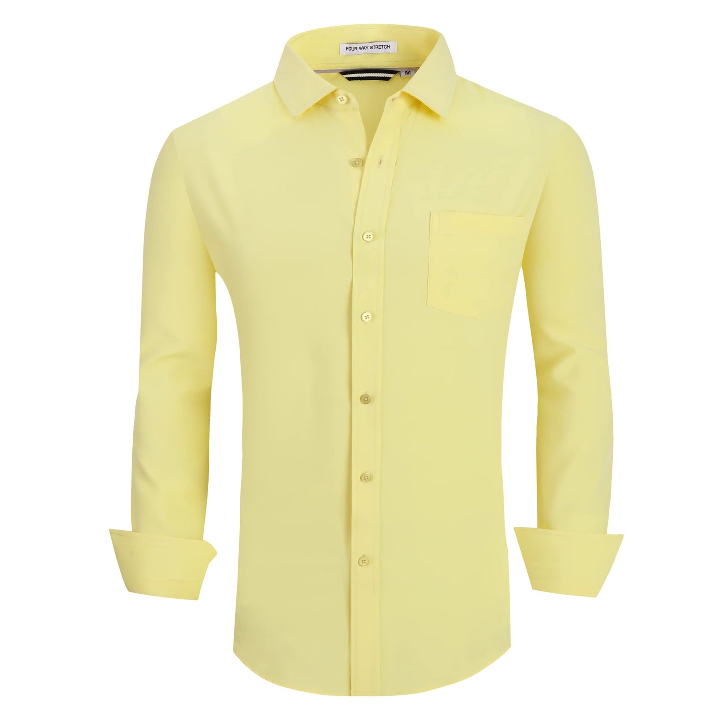 Alex Vando Mens Dress Shirt Wrinkle Free Regular Fit 4-Way Stretch Button Down Shirts