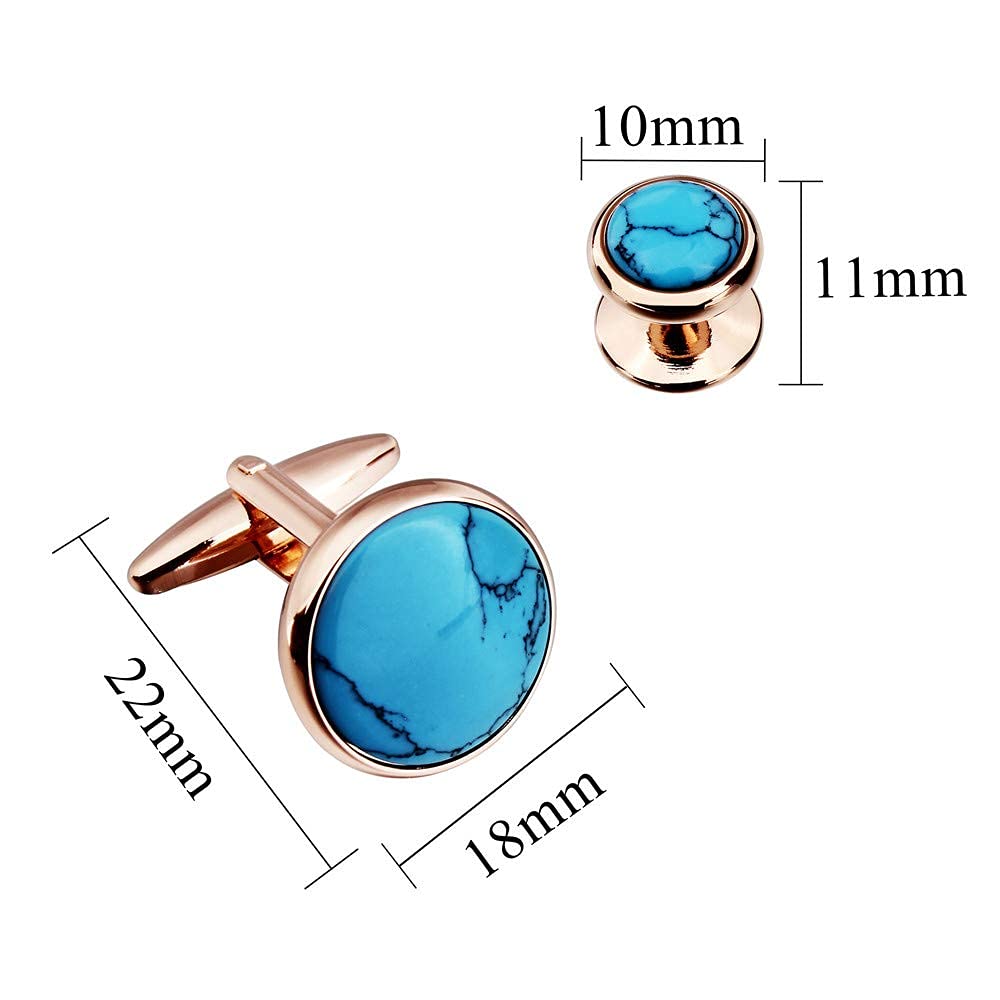 Cufflinks and Tuxedo Studs Set for Men with Gift Box, Mother-of-Pearl Cuff links for French Cuff Shirt and Dress Shirt, Suitable for Wedding, Birthday, Party