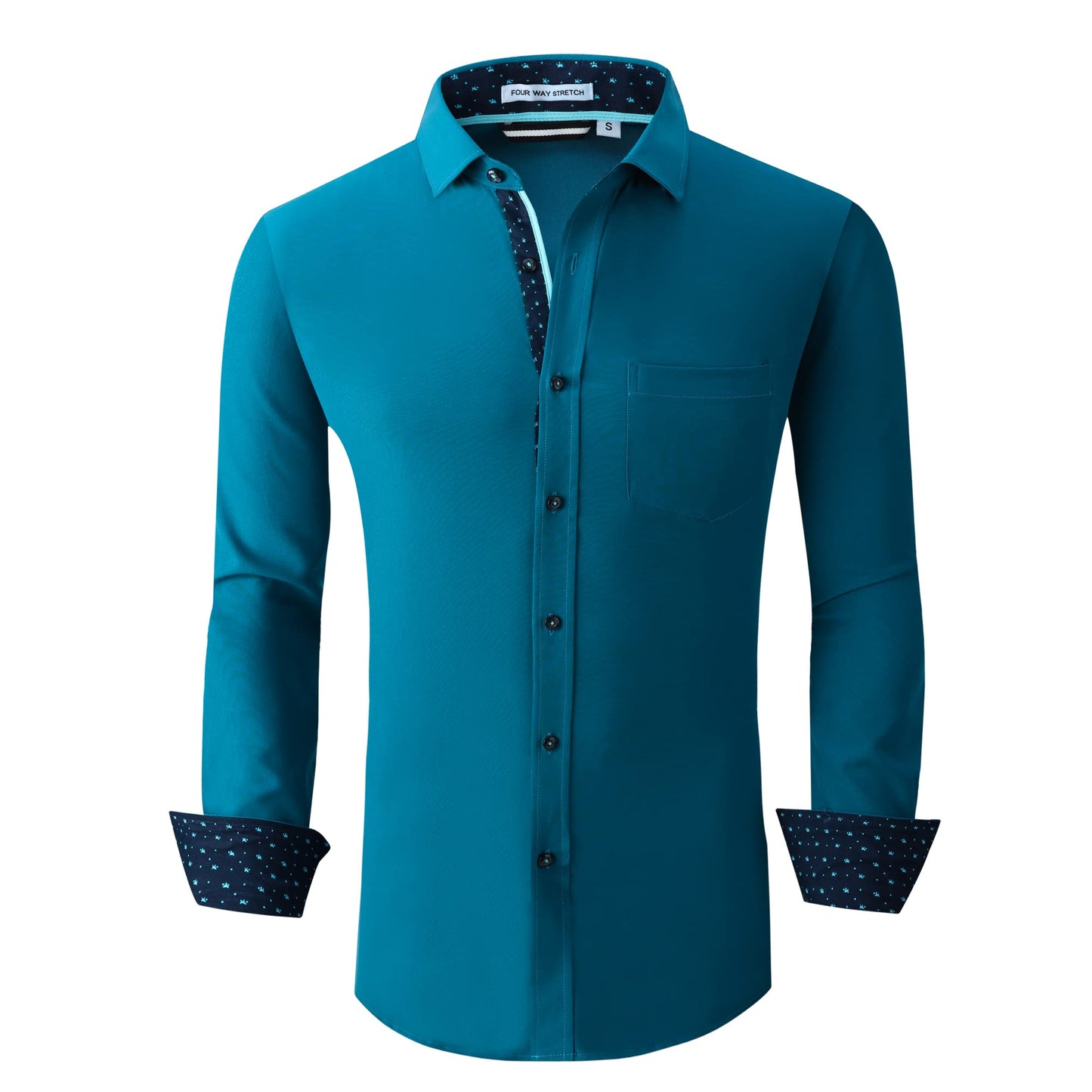 Alex Vando Mens Dress Shirt Wrinkle Free Regular Fit 4-Way Stretch Button Down Shirts