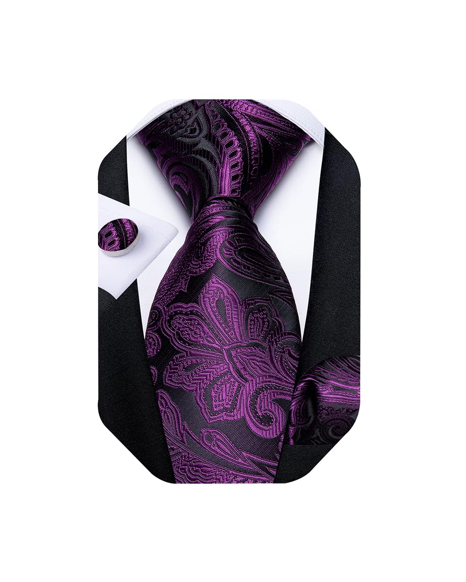 Extra Long Tie for Men Silk 63 inches XL Necktie and Pocket Suqare Cufflinks Set Mens Big and Tall Tie Wedding Party