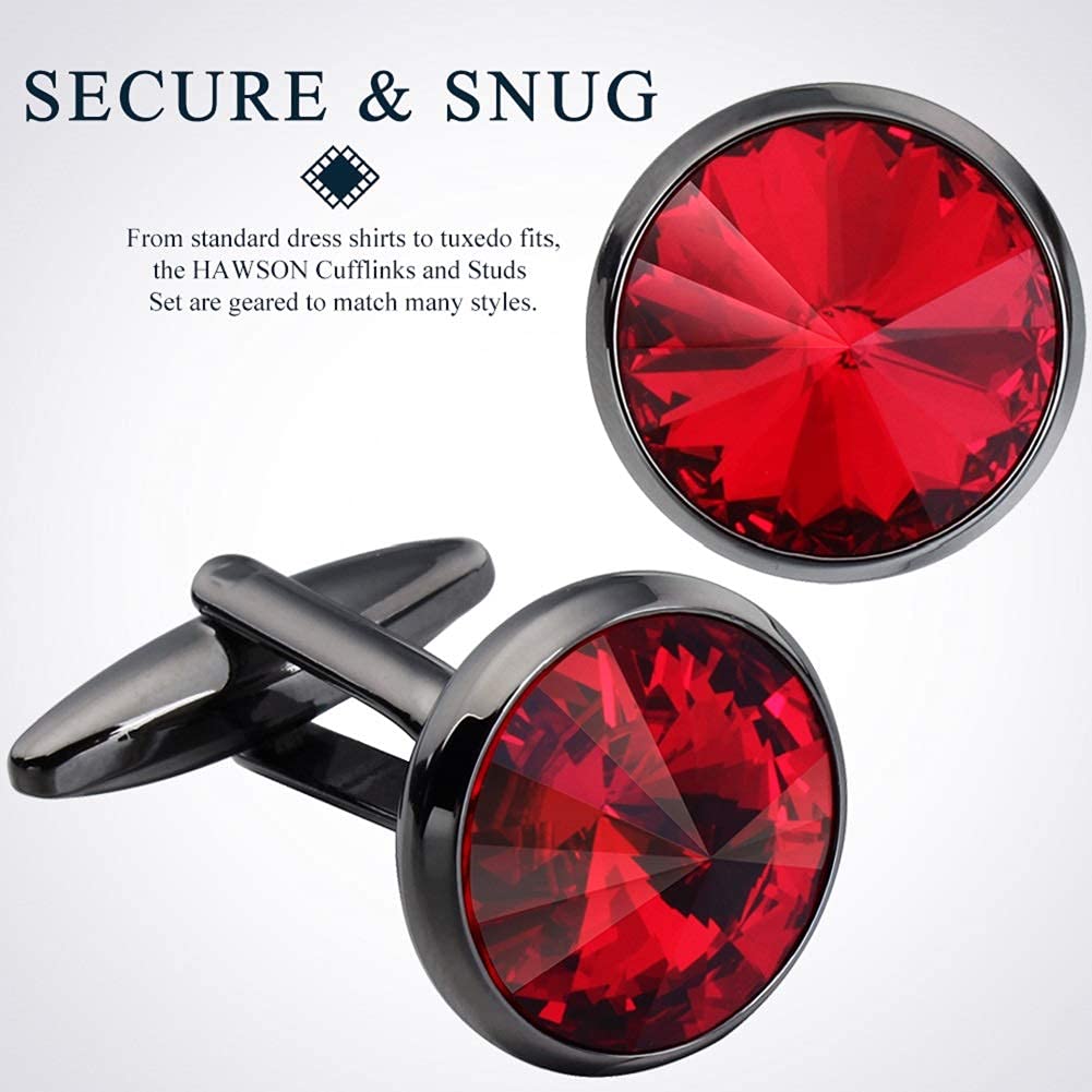 Cufflinks for Men with 4/6 pcs Shirt Studs Set, Gift Box Packed
