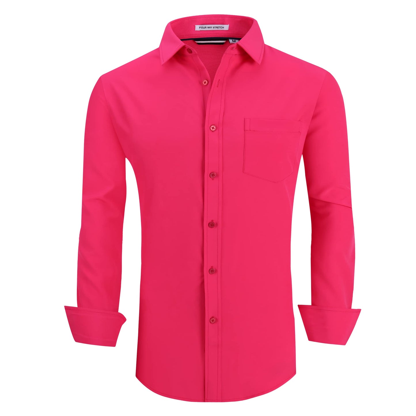 Alex Vando Mens Dress Shirt Wrinkle Free Regular Fit 4-Way Stretch Button Down Shirts