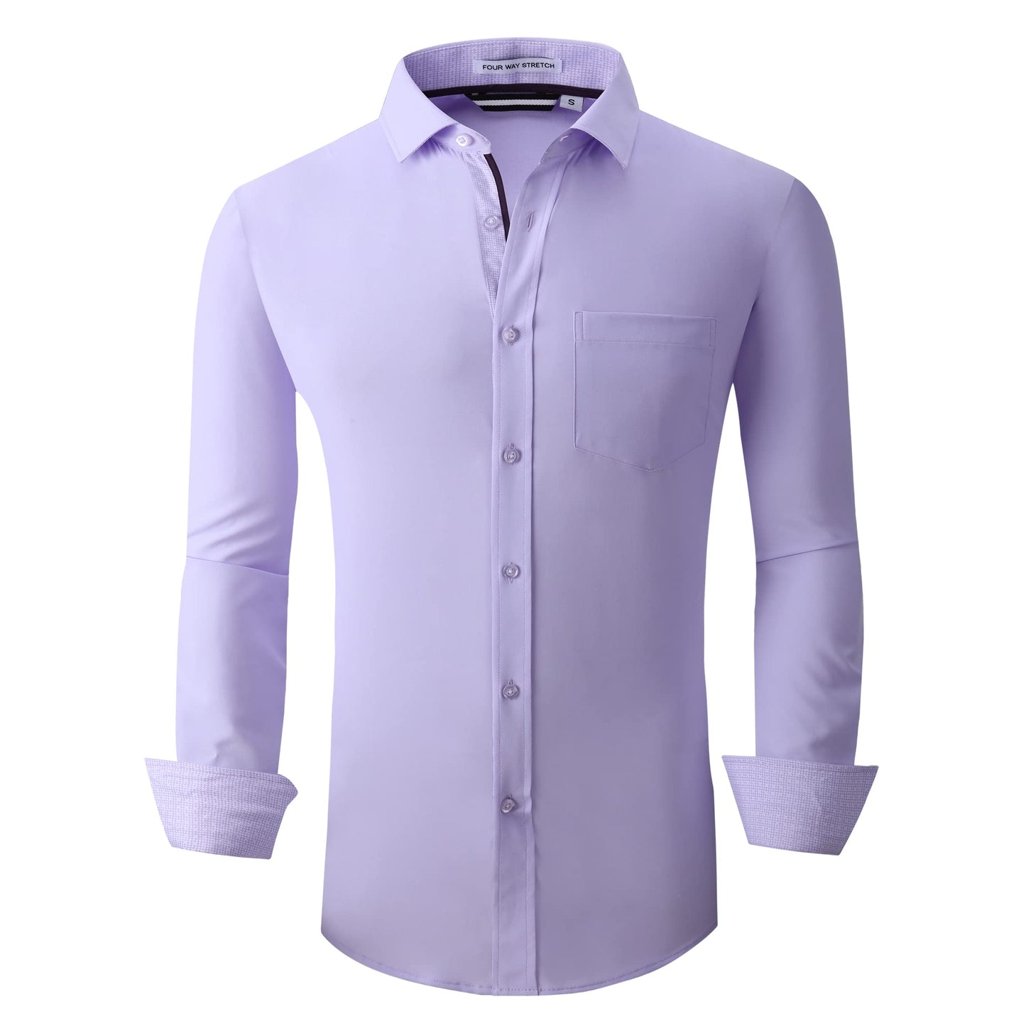 Alex Vando Mens Dress Shirt Wrinkle Free Regular Fit 4-Way Stretch Button Down Shirts