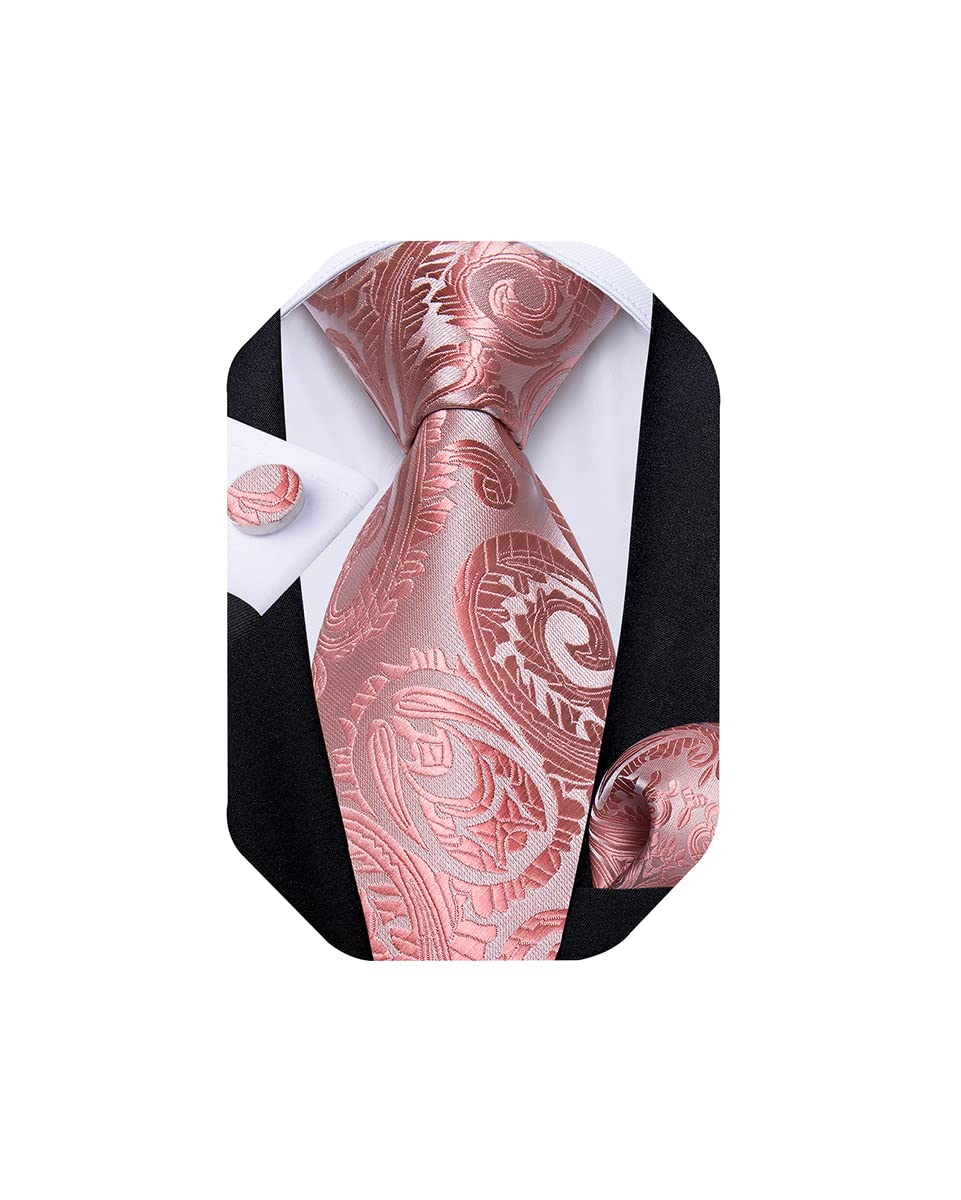 Extra Long Tie for Men Silk 63 inches XL Necktie and Pocket Suqare Cufflinks Set Mens Big and Tall Tie Wedding Party