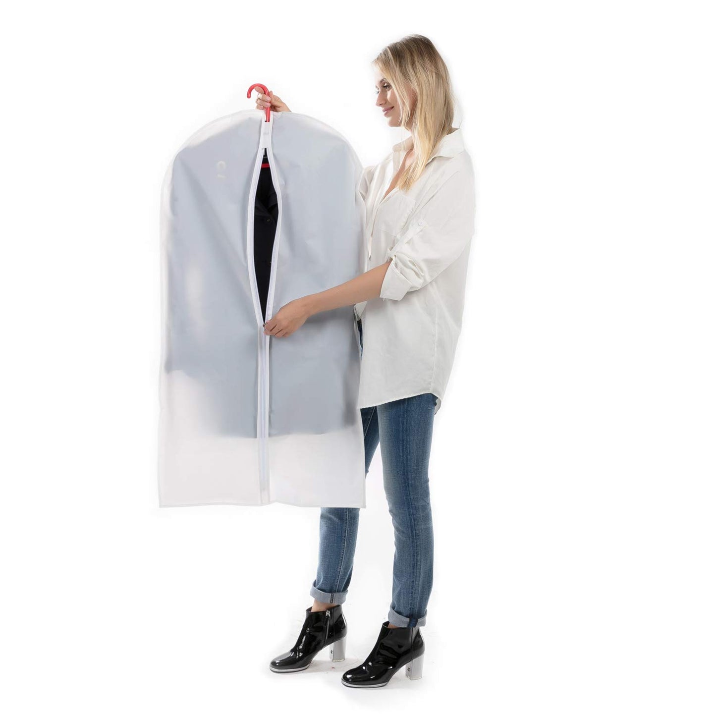Clear Garment Bags Clothes Covers Protecting Dusts (Set of 12) for Storage Plastic Garment Bags Hanging Clothes Bags Dress Bag for Gowns Long with Zipper for Closet - 24'' x 40''/12 Pack