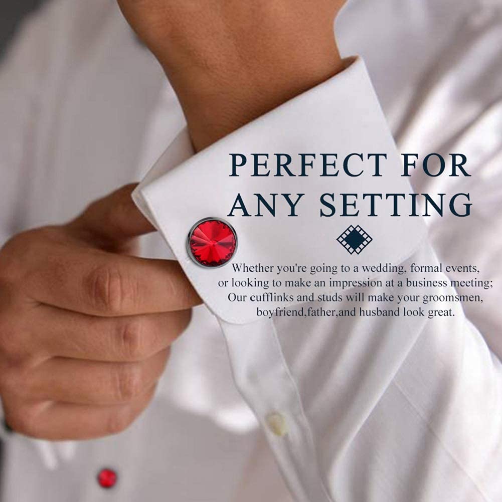 Cufflinks for Men with 4/6 pcs Shirt Studs Set, Gift Box Packed
