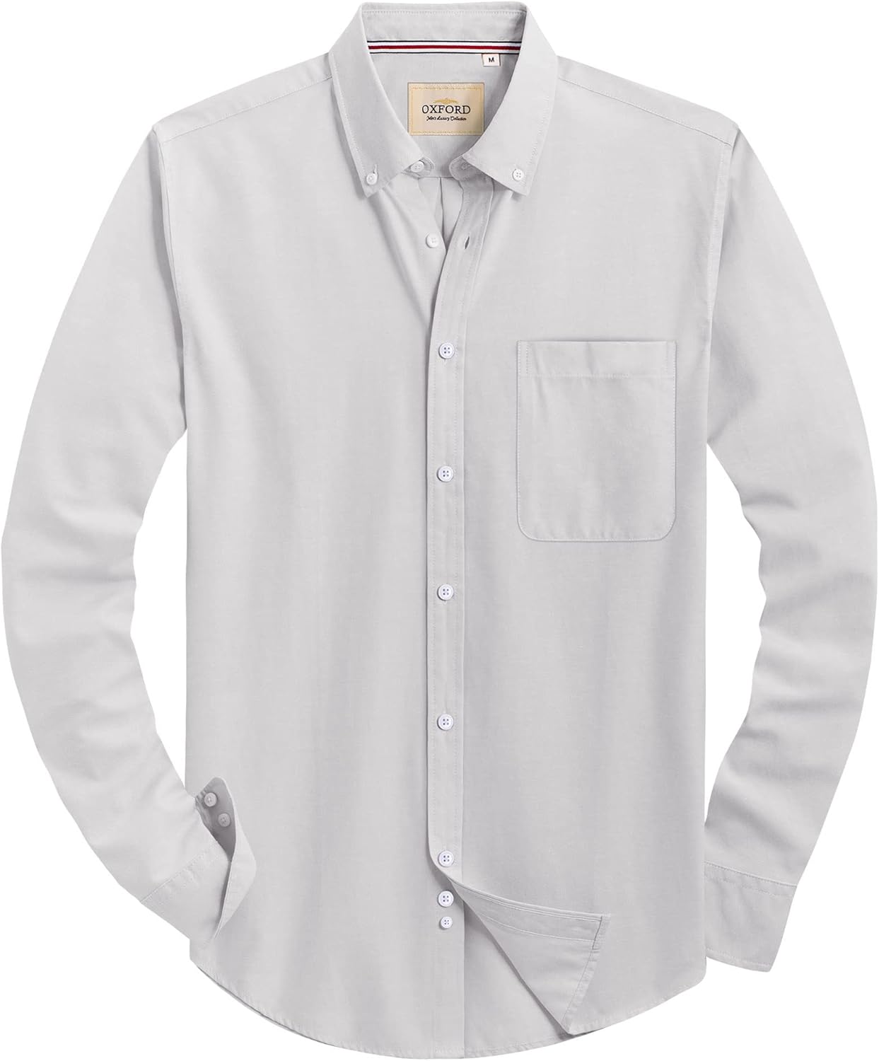 Alimens & Gentle Mens Solid Oxford Shirt Long Sleeve Dress Shirt Work Casual Button Down Shirts with Pocket