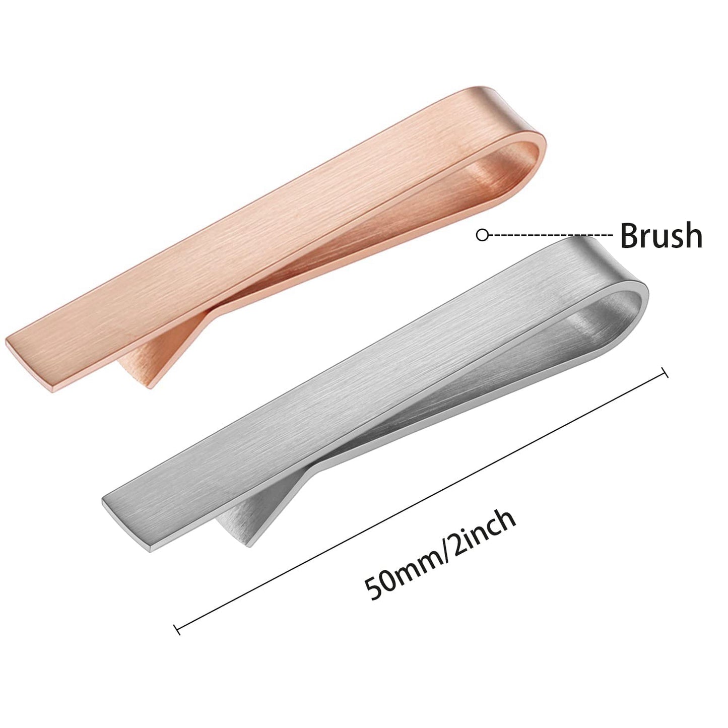 Skinny Tie Clip Bar Set, 2 Inch Tie Clip for Men - Wedding, Meeting, Party Gift Set
