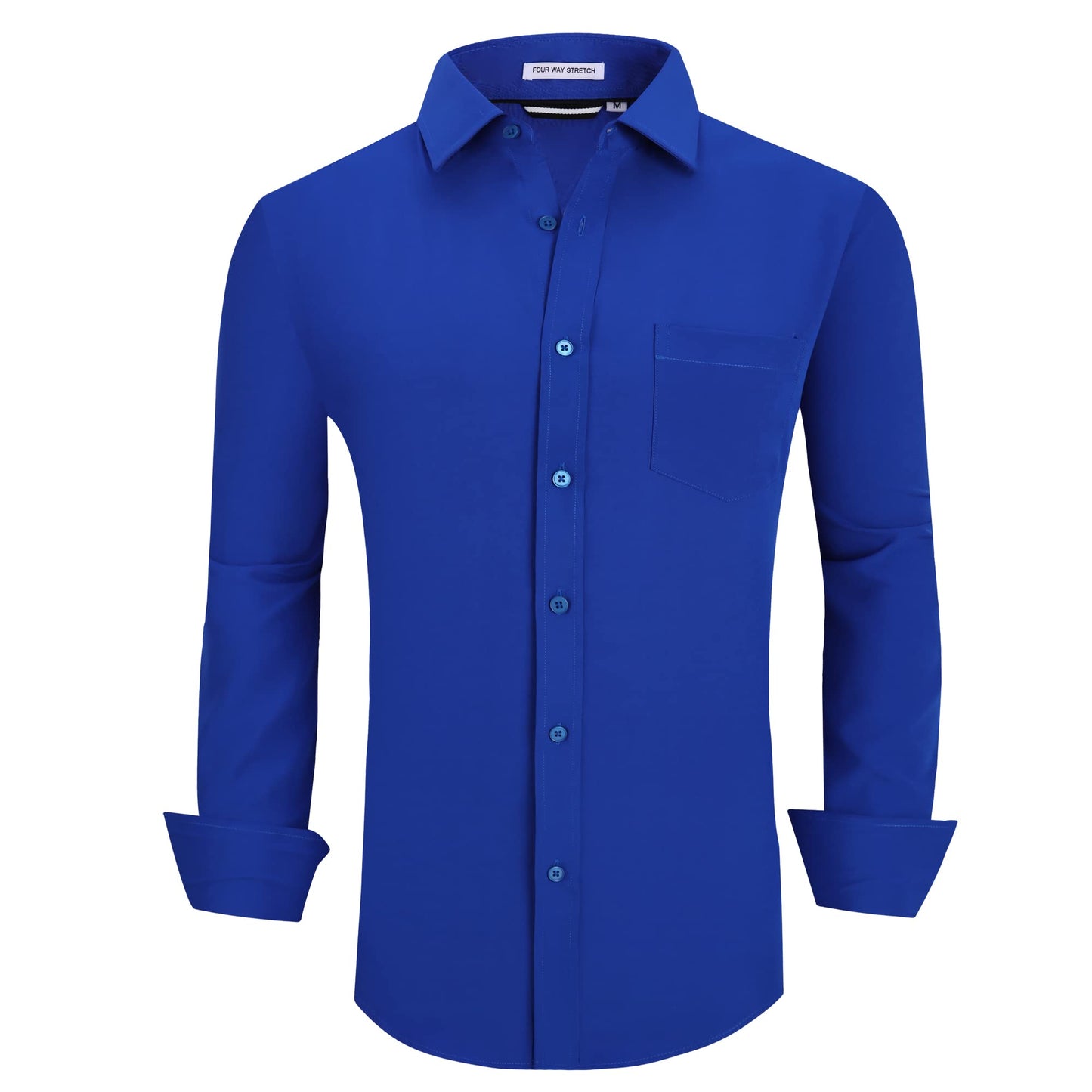 Alex Vando Mens Dress Shirt Wrinkle Free Regular Fit 4-Way Stretch Button Down Shirts