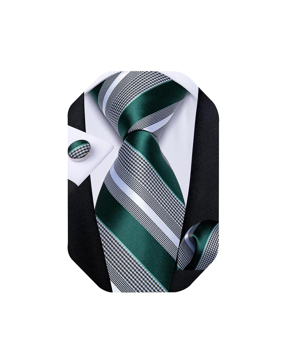 Extra Long Tie for Men Silk 63 inches XL Necktie and Pocket Suqare Cufflinks Set Mens Big and Tall Tie Wedding Party