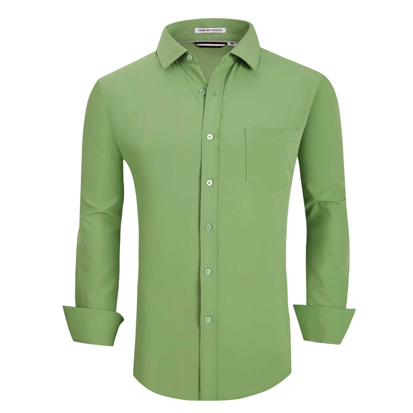 Alex Vando Mens Dress Shirt Wrinkle Free Regular Fit 4-Way Stretch Button Down Shirts