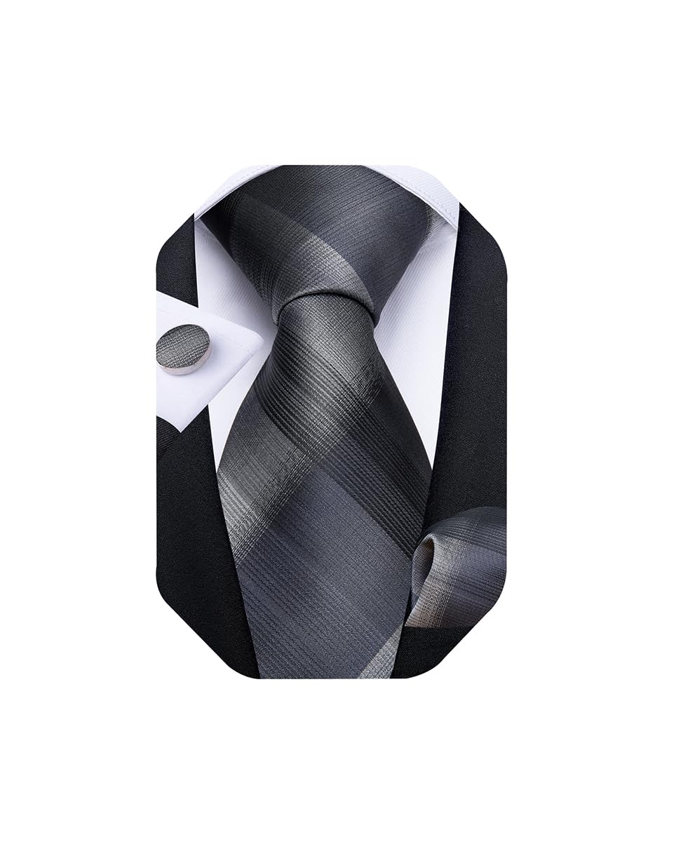 Extra Long Tie for Men Silk 63 inches XL Necktie and Pocket Suqare Cufflinks Set Mens Big and Tall Tie Wedding Party