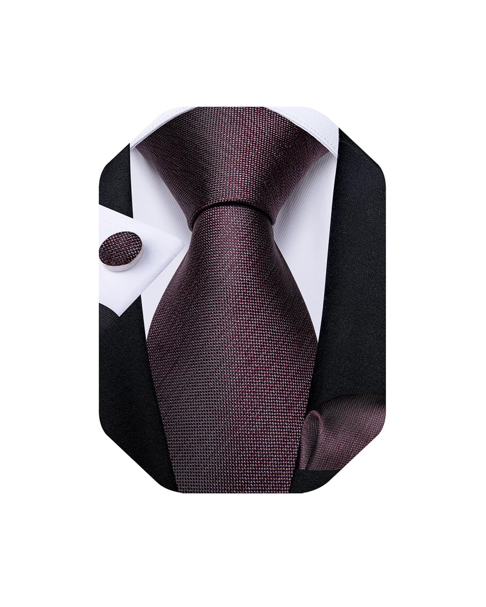 Mens Tie Set Silk Solid Paisley Necktie and Pocket Square Cufflinks Classic Formal Ties for Men Wedding Party