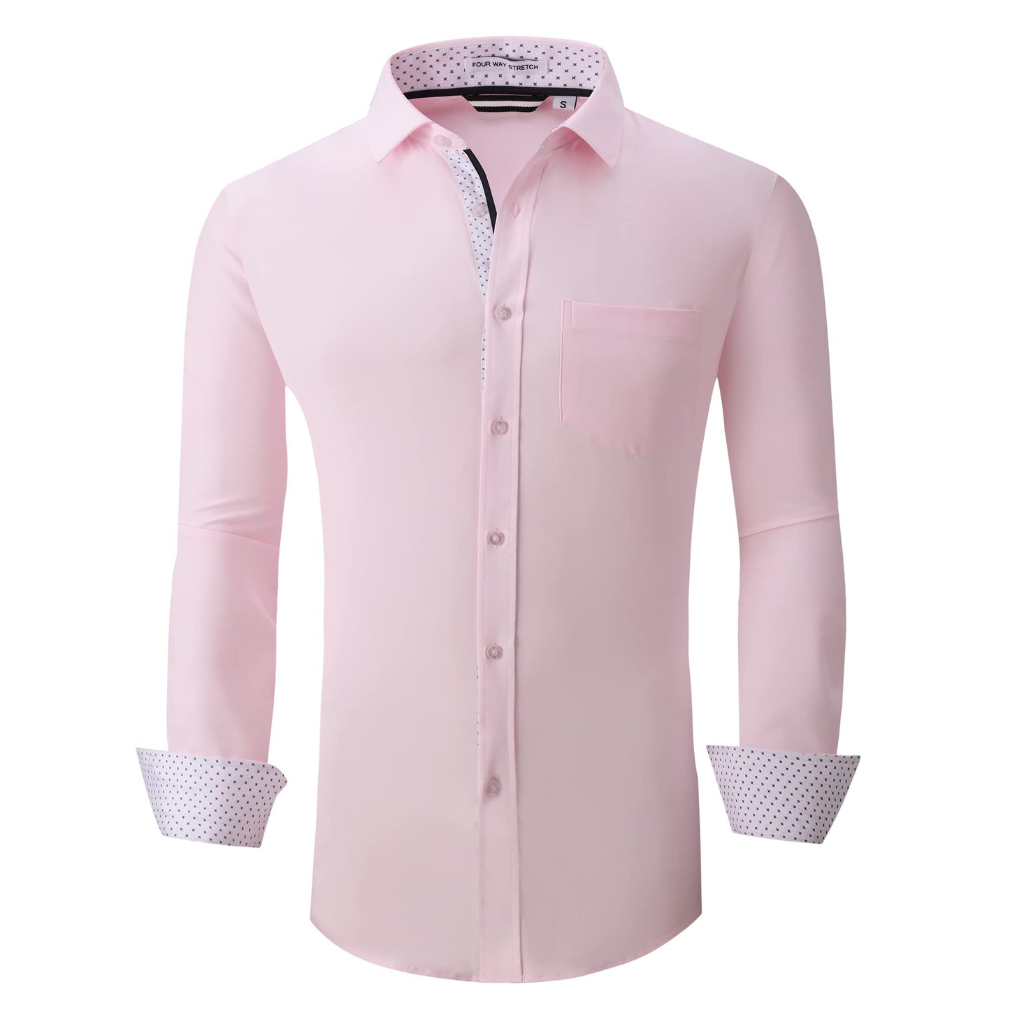 Alex Vando Mens Dress Shirt Wrinkle Free Regular Fit 4-Way Stretch Button Down Shirts