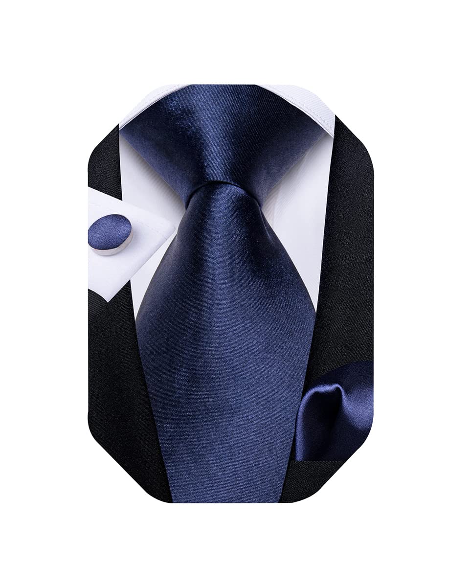 Mens Tie Set Silk Solid Paisley Necktie and Pocket Square Cufflinks Classic Formal Ties for Men Wedding Party