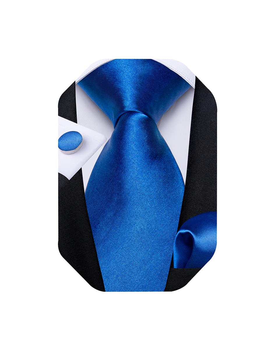 Mens Tie Set Silk Solid Paisley Necktie and Pocket Square Cufflinks Classic Formal Ties for Men Wedding Party
