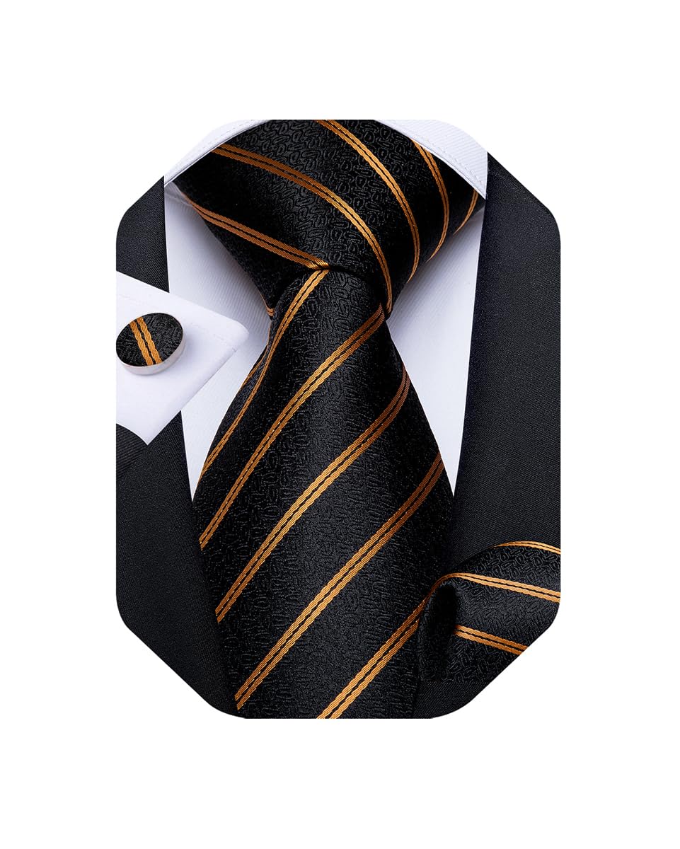 Extra Long Tie for Men Silk 63 inches XL Necktie and Pocket Suqare Cufflinks Set Mens Big and Tall Tie Wedding Party