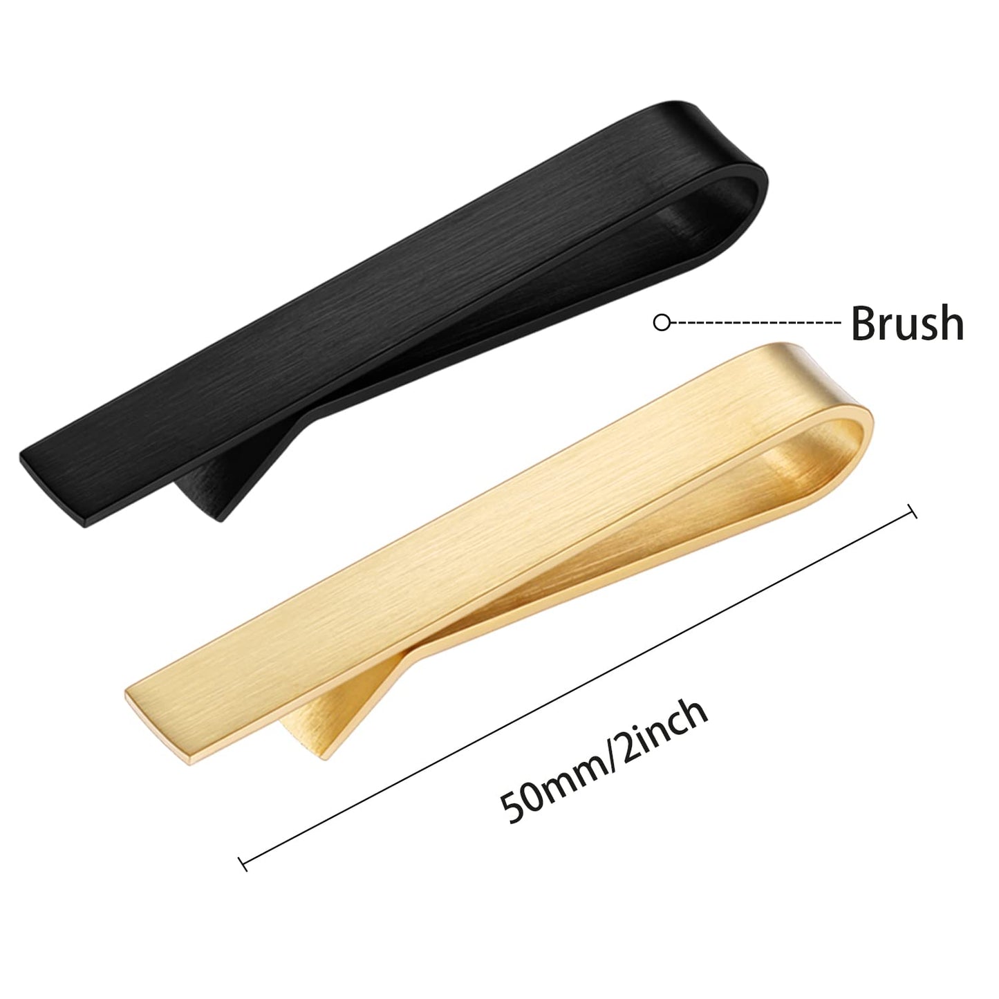 Skinny Tie Clip Bar Set, 2 Inch Tie Clip for Men - Wedding, Meeting, Party Gift Set