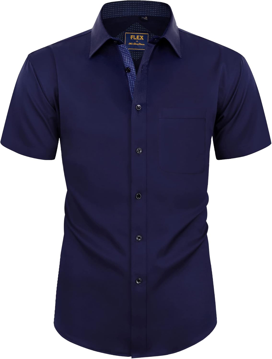 Alimens & Gentle Mens Short Sleeve Dress Shirts Wrinkle Free Solid Casual Button Down Shirts with Pocket