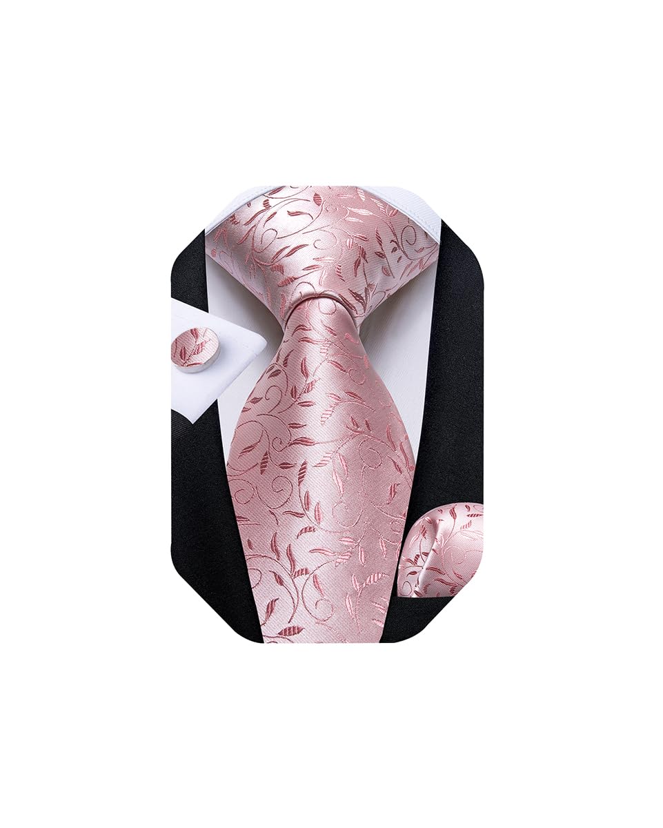 Extra Long Tie for Men Silk 63 inches XL Necktie and Pocket Suqare Cufflinks Set Mens Big and Tall Tie Wedding Party