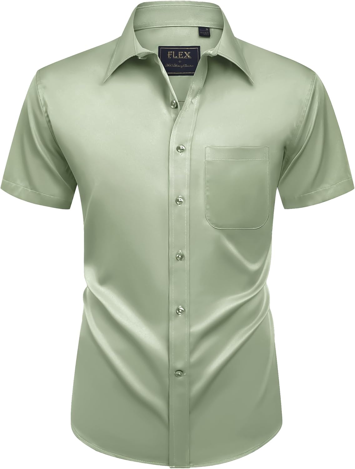 Alimens & Gentle Mens Short Sleeve Dress Shirts Wrinkle Free Solid Casual Button Down Shirts with Pocket