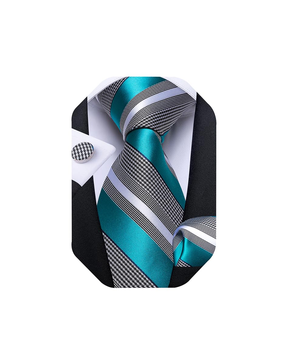 Extra Long Tie for Men Silk 63 inches XL Necktie and Pocket Suqare Cufflinks Set Mens Big and Tall Tie Wedding Party