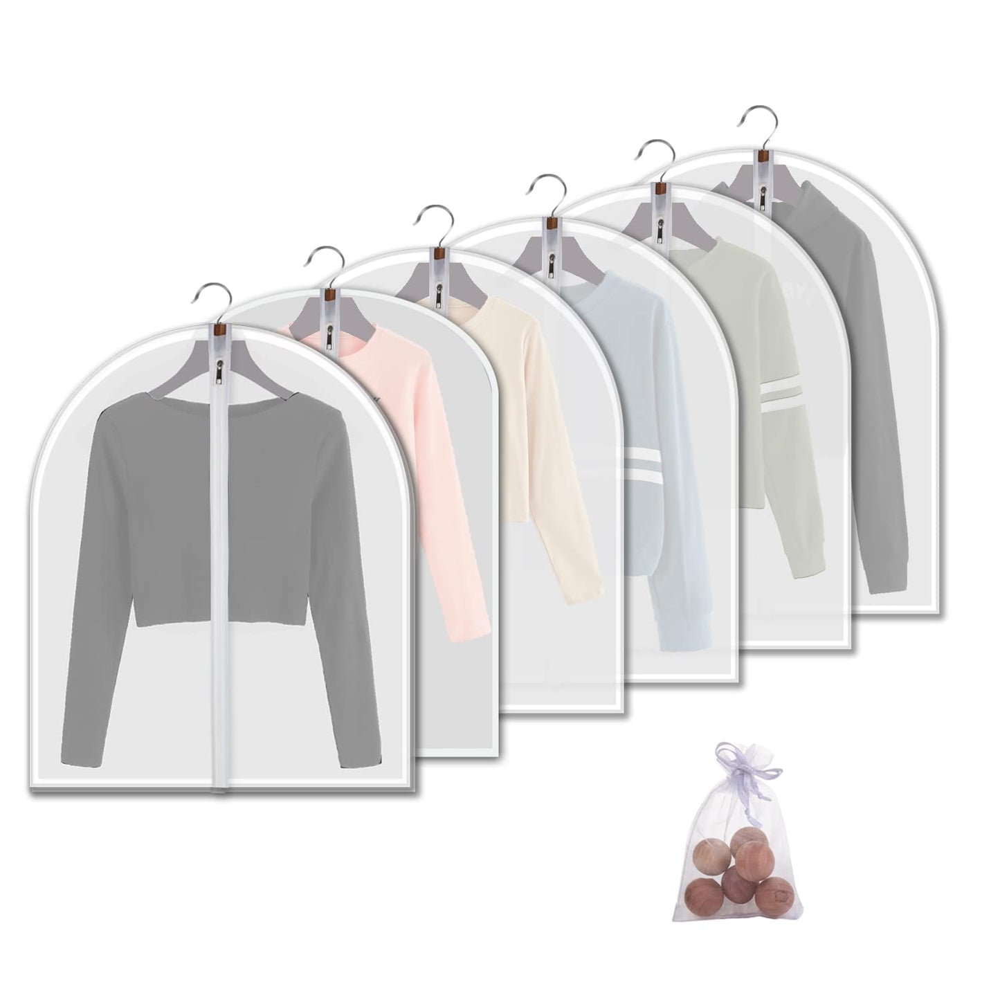 Clear Garment Bags Clothes Covers Protecting Dusts (Set of 12) for Storage Plastic Garment Bags Hanging Clothes Bags Dress Bag for Gowns Long with Zipper for Closet - 24'' x 40''/12 Pack