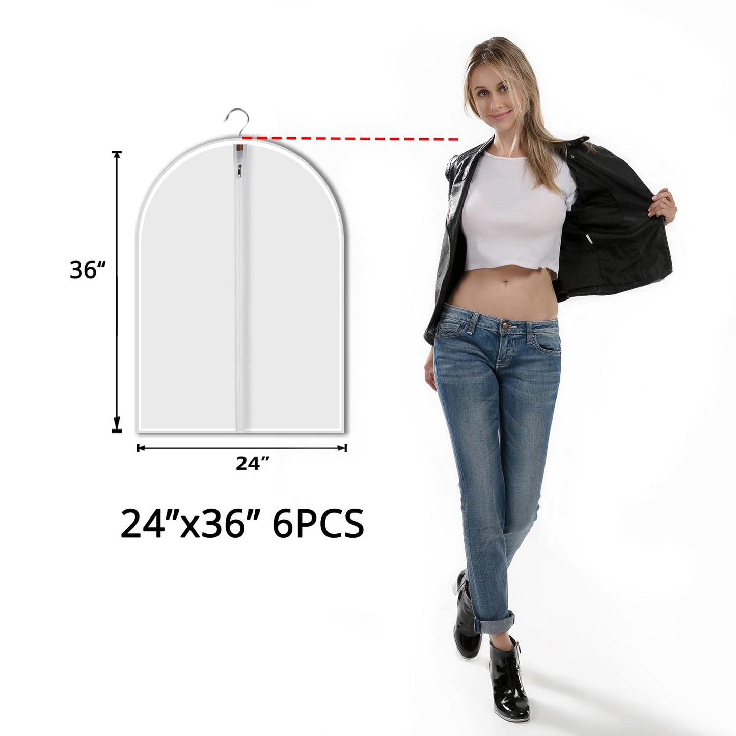 Clear Garment Bags Clothes Covers Protecting Dusts (Set of 12) for Storage Plastic Garment Bags Hanging Clothes Bags Dress Bag for Gowns Long with Zipper for Closet - 24'' x 40''/12 Pack