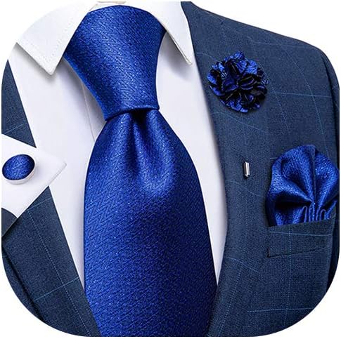 Silk Ties for Men Necktie and Lapel Pin Brooch Set Formal Woven Paisley Plaid Striped Solid Tie Wedding Party