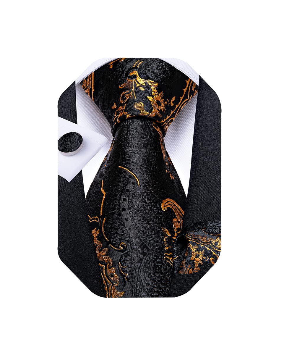 Extra Long Tie for Men Silk 63 inches XL Necktie and Pocket Suqare Cufflinks Set Mens Big and Tall Tie Wedding Party