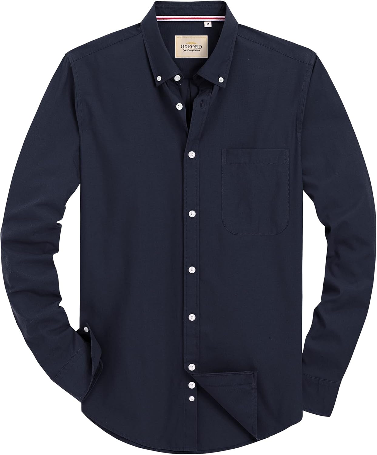 Alimens & Gentle Mens Solid Oxford Shirt Long Sleeve Dress Shirt Work Casual Button Down Shirts with Pocket