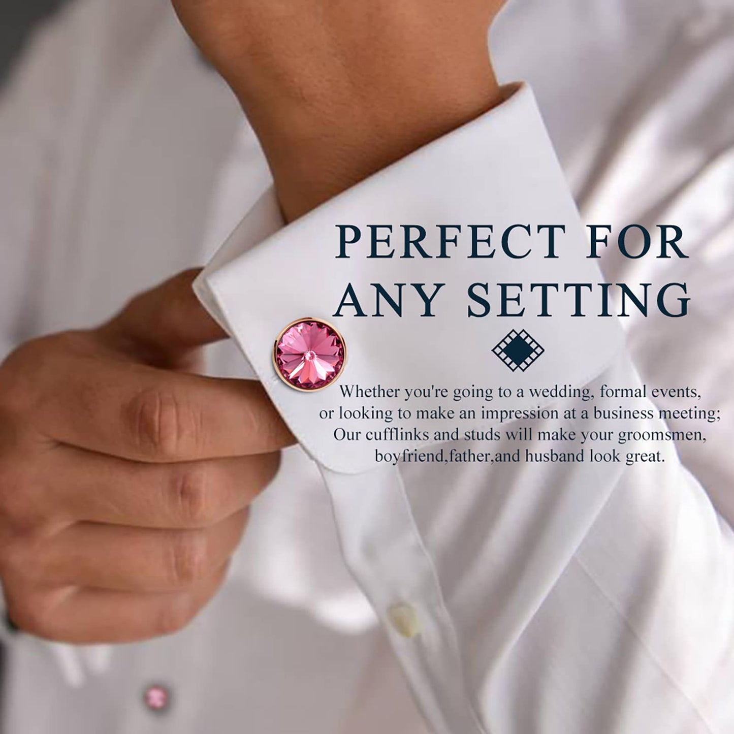Cufflinks for Men with 4/6 pcs Shirt Studs Set, Gift Box Packed
