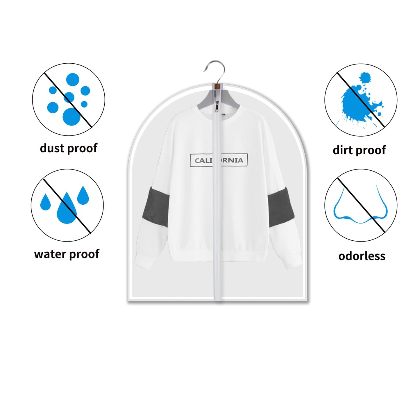 Clear Garment Bags Clothes Covers Protecting Dusts (Set of 12) for Storage Plastic Garment Bags Hanging Clothes Bags Dress Bag for Gowns Long with Zipper for Closet - 24'' x 40''/12 Pack