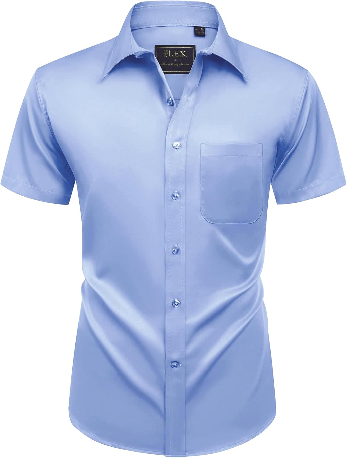 Alimens & Gentle Mens Short Sleeve Dress Shirts Wrinkle Free Solid Casual Button Down Shirts with Pocket