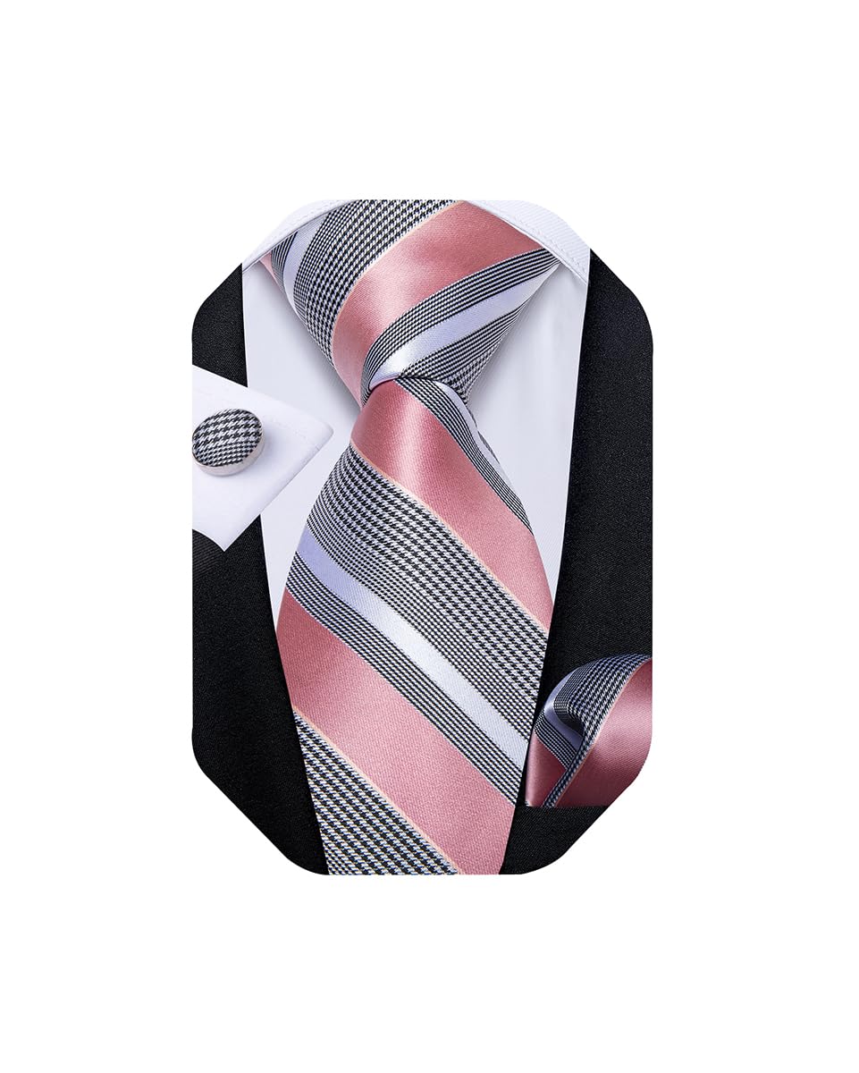 Extra Long Tie for Men Silk 63 inches XL Necktie and Pocket Suqare Cufflinks Set Mens Big and Tall Tie Wedding Party