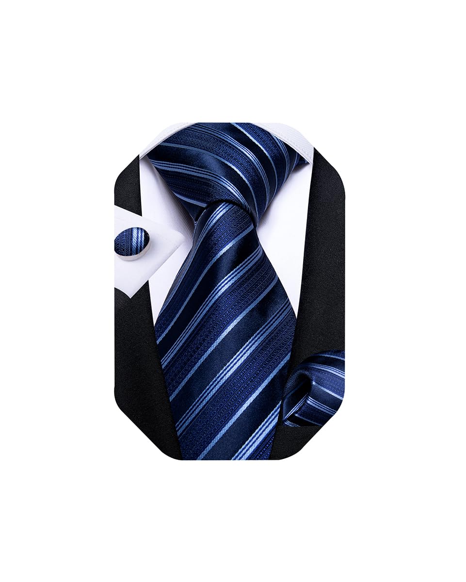 Extra Long Tie for Men Silk 63 inches XL Necktie and Pocket Suqare Cufflinks Set Mens Big and Tall Tie Wedding Party