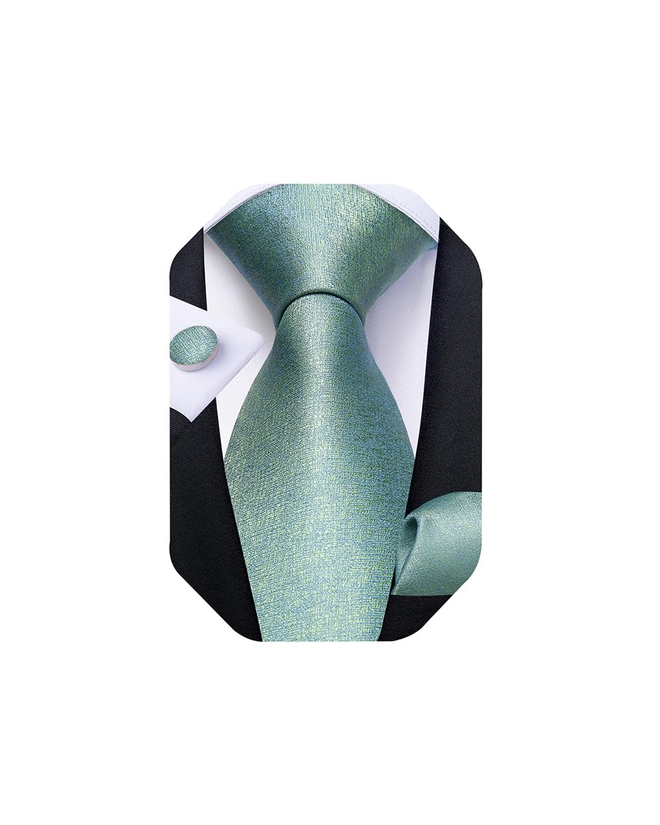 Extra Long Tie for Men Silk 63 inches XL Necktie and Pocket Suqare Cufflinks Set Mens Big and Tall Tie Wedding Party