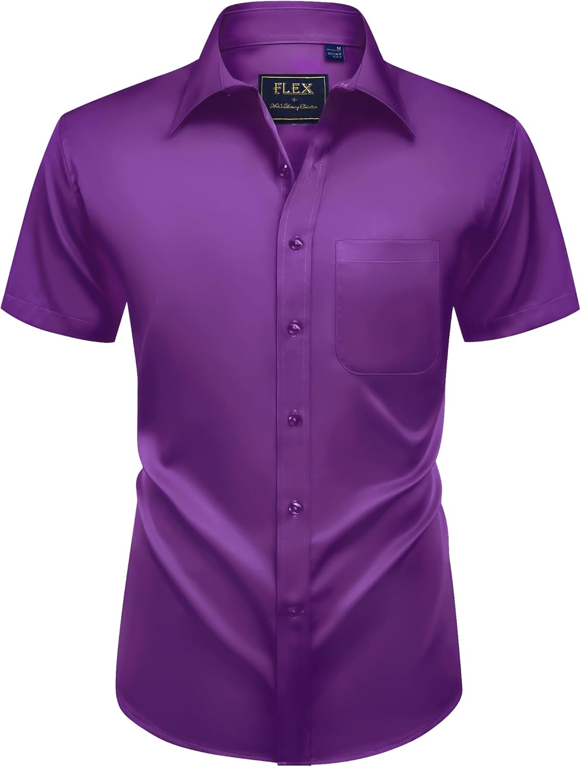 Alimens & Gentle Mens Short Sleeve Dress Shirts Wrinkle Free Solid Casual Button Down Shirts with Pocket