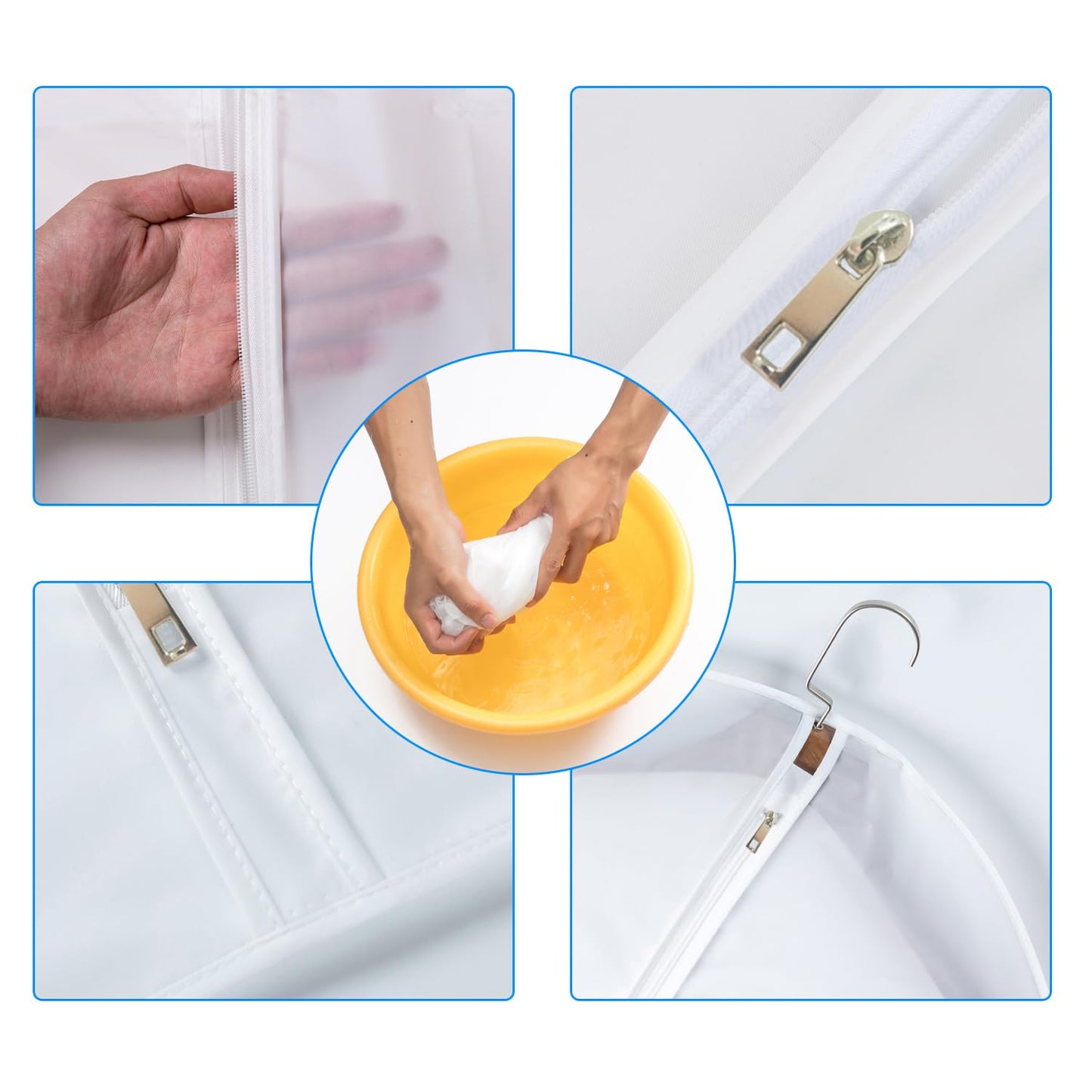 Clear Garment Bags Clothes Covers Protecting Dusts (Set of 12) for Storage Plastic Garment Bags Hanging Clothes Bags Dress Bag for Gowns Long with Zipper for Closet - 24'' x 40''/12 Pack