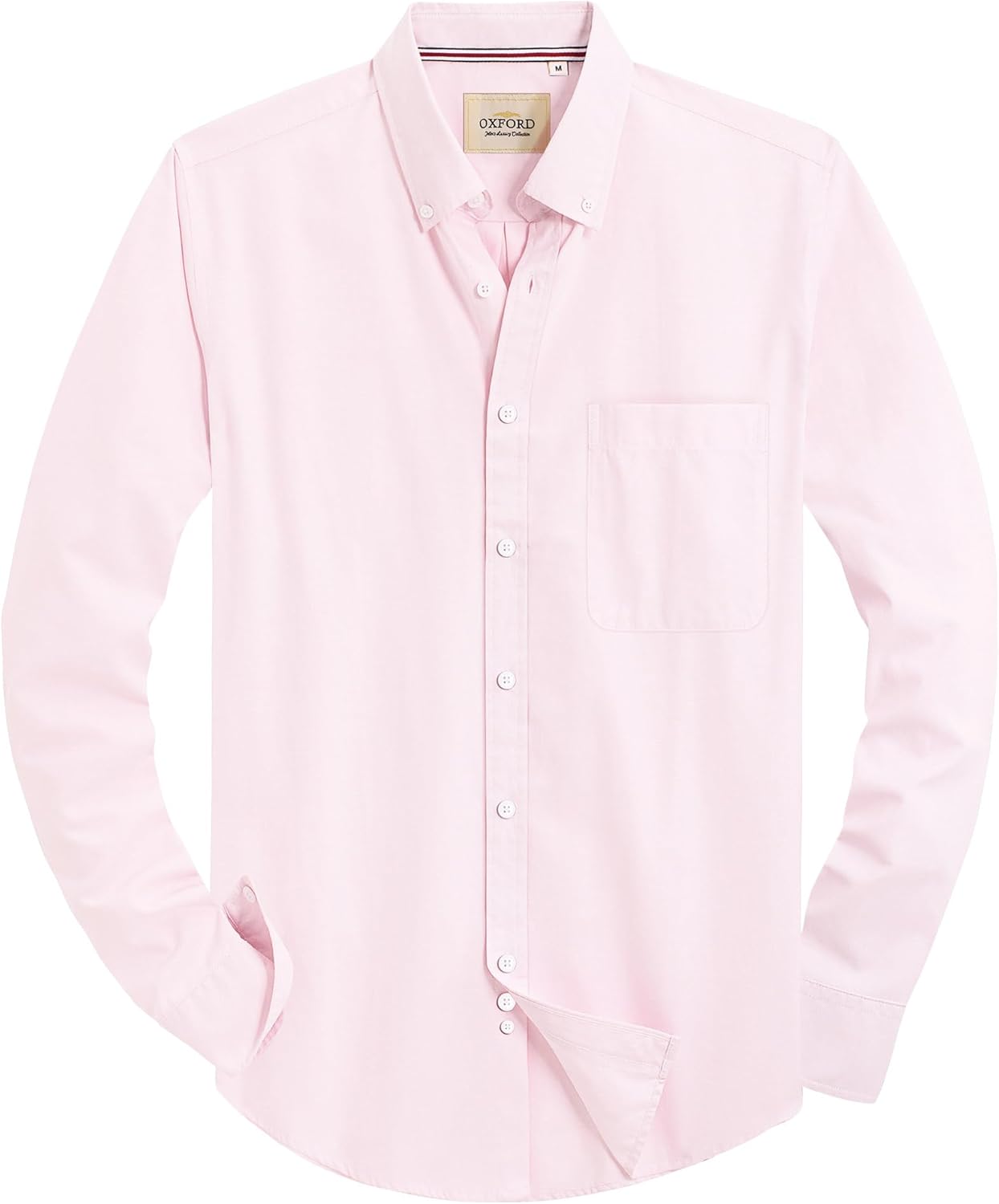 Alimens & Gentle Mens Solid Oxford Shirt Long Sleeve Dress Shirt Work Casual Button Down Shirts with Pocket