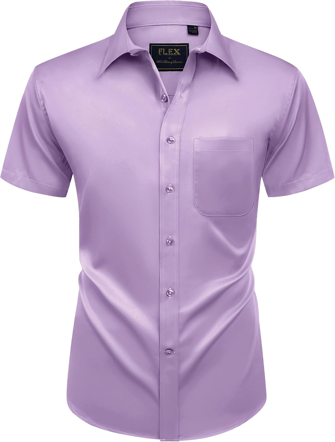 Alimens & Gentle Mens Short Sleeve Dress Shirts Wrinkle Free Solid Casual Button Down Shirts with Pocket